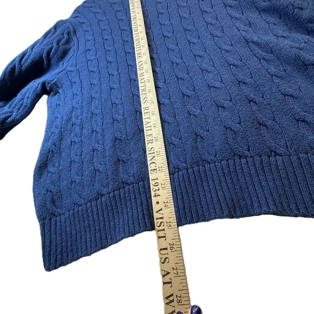 Polo Ralph Lauren Blue Cable Knit Sweater Classic Crewneck Cotton XL Men's